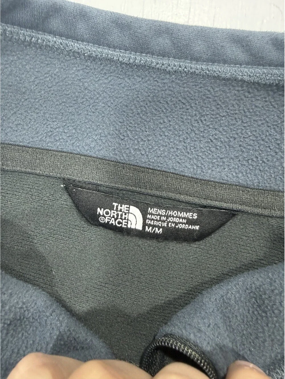 The North Face Pullover Mens M Gray Blue 1/4 Zip Fleece Hiking Outdoor Jacket